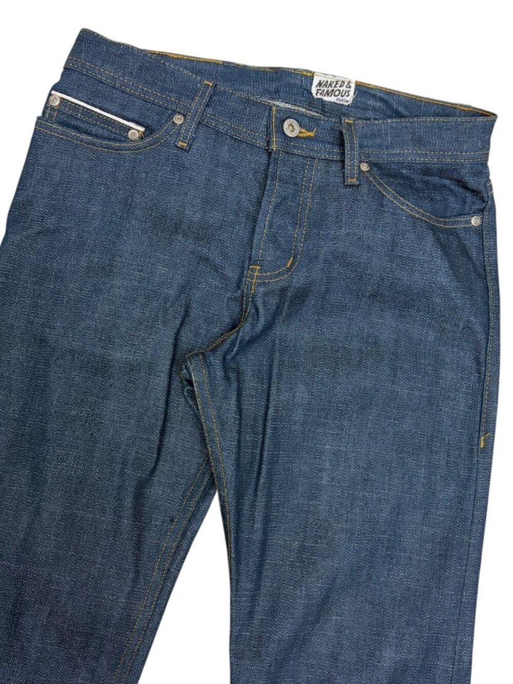 NAKED & FAMOUS Selvedge Denim Jeans Blue Straight Fit Pants Mens 30x34